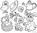 coloriage de lapin et poussin de Paques