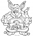 coloriage Lapin  en voiture 32