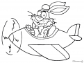 coloriage Lapin en avion 7