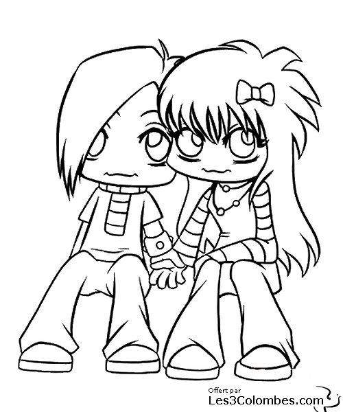 coloriage st valentin couple 004