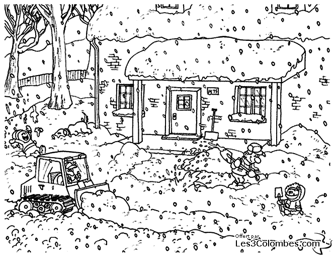 Hiver et neige 008  Coloriage en ligne gratuit pour enfant