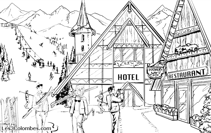 Skieur et station de ski 002
