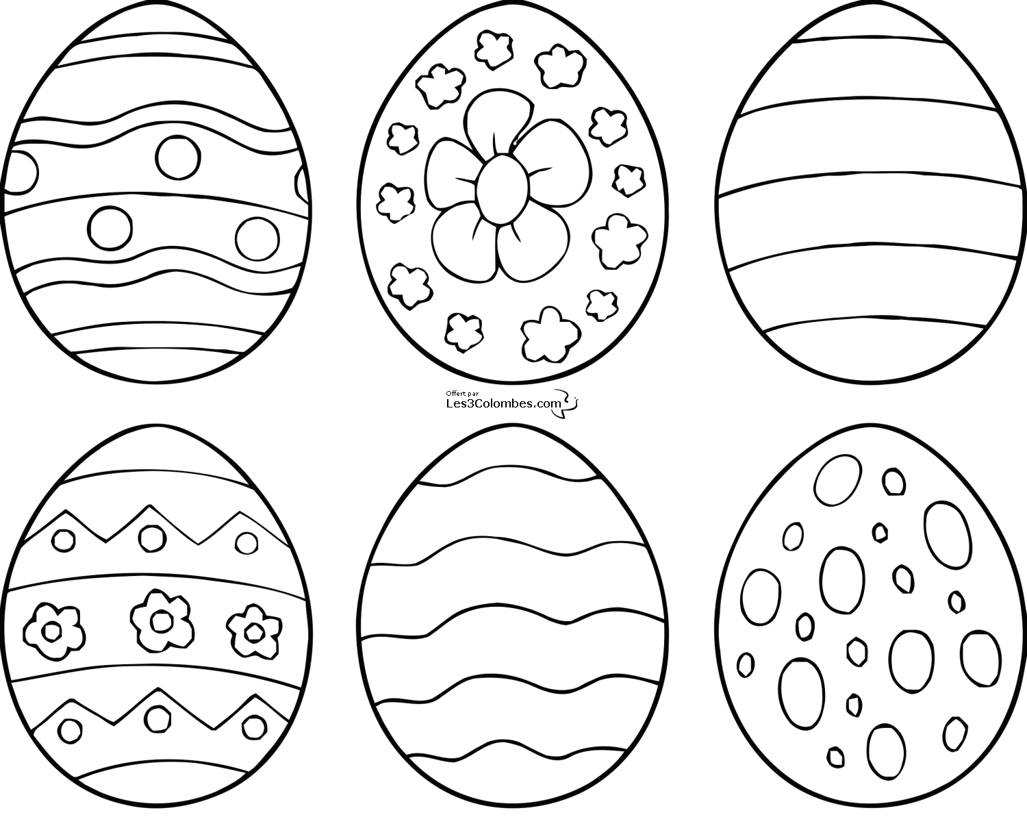 coloriages de 6 modele d Oeuf de paques a imprimer