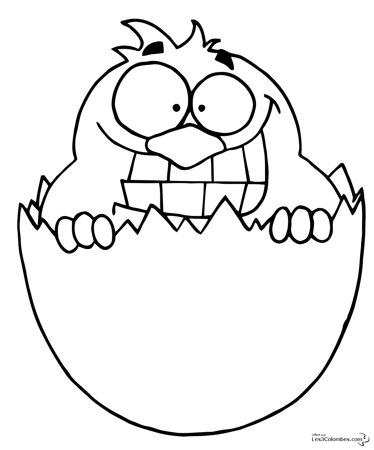 coloriage poussin cartoon de Paques 2