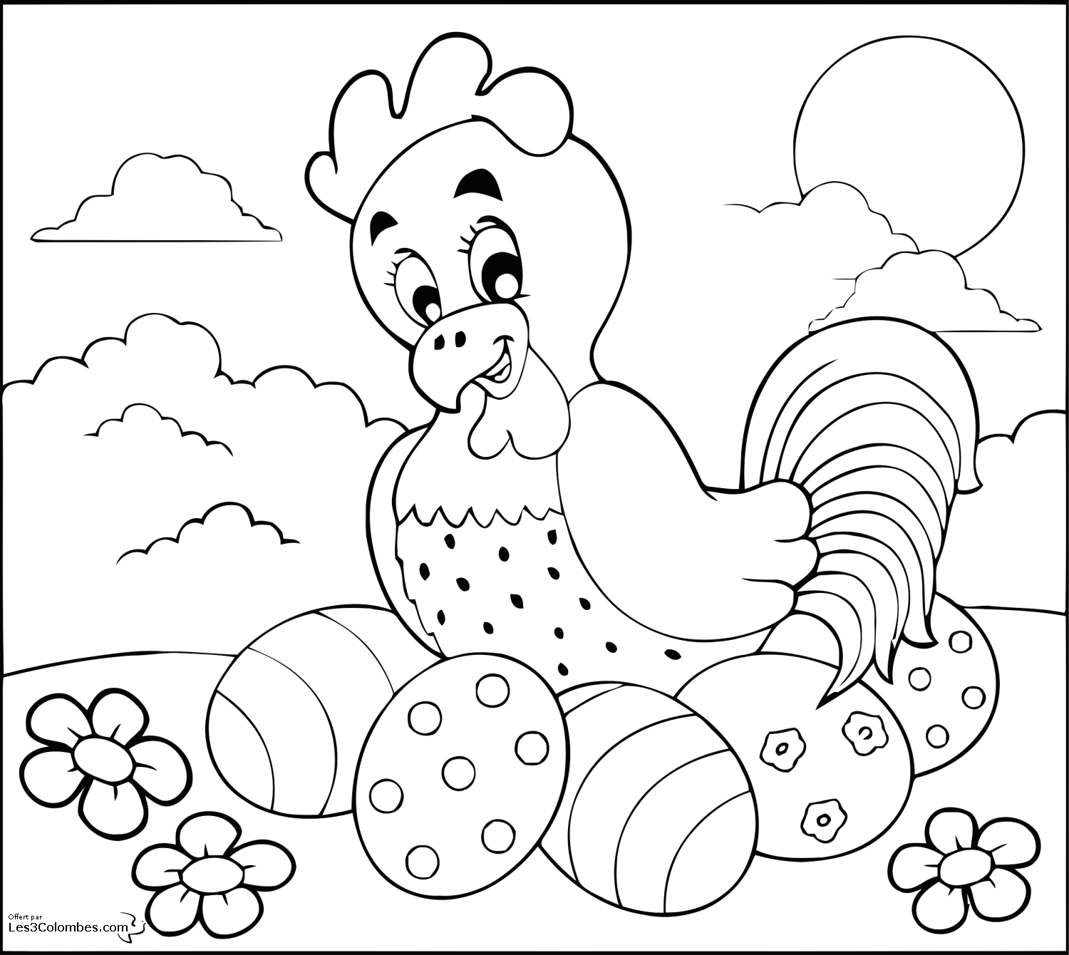 coloriage poule et oeuf de paques